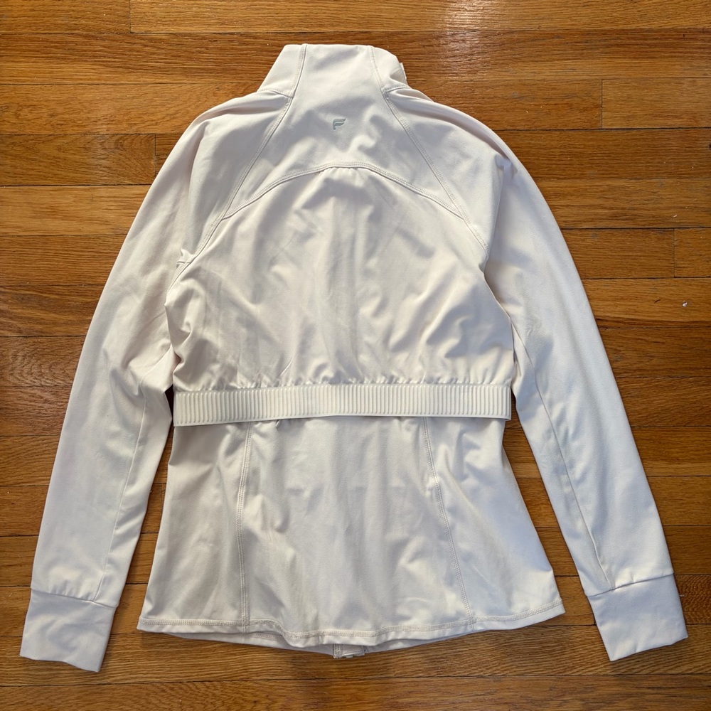 Fabletics white cream workout jacket fitted size M - image 8